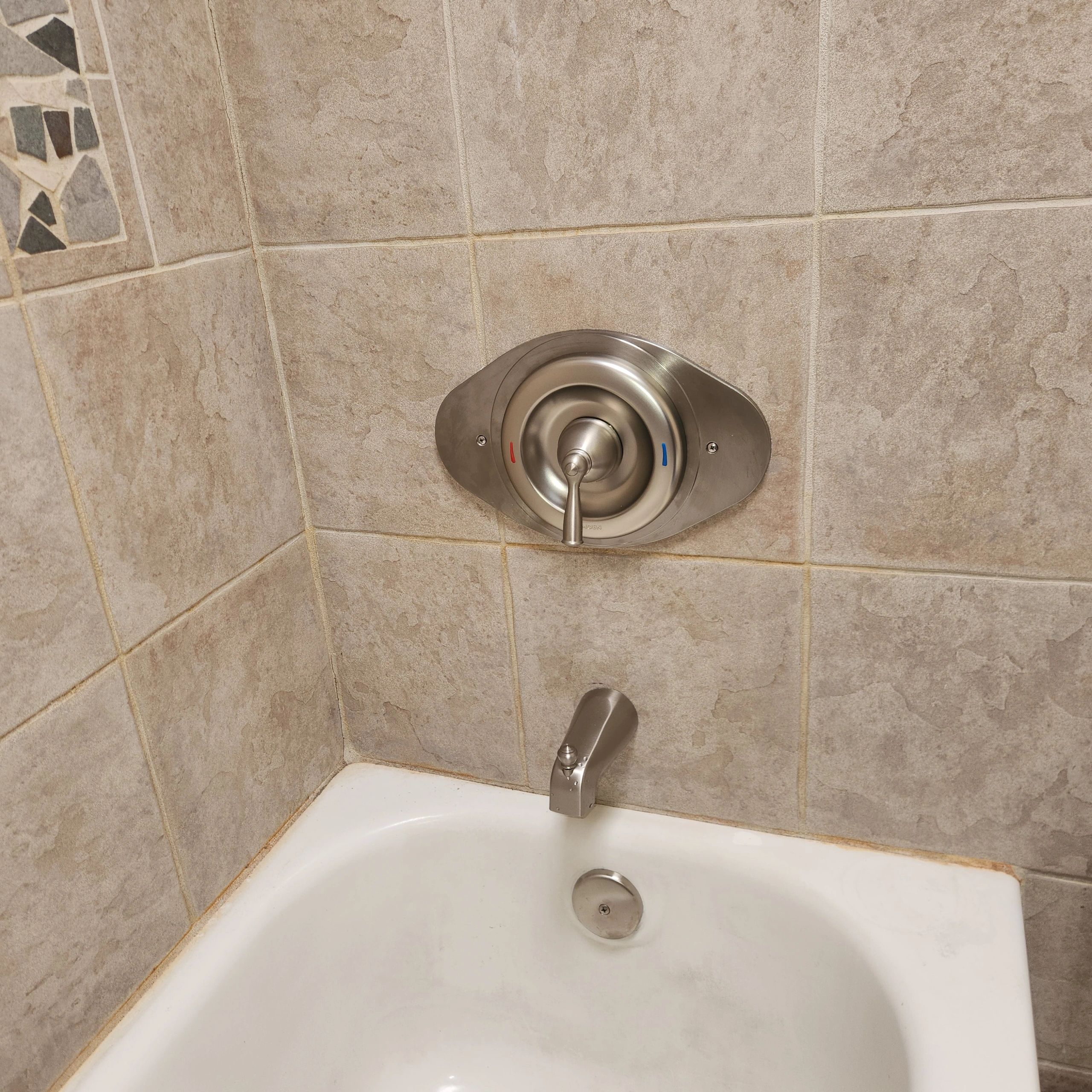 Shower tub chrome fixtures